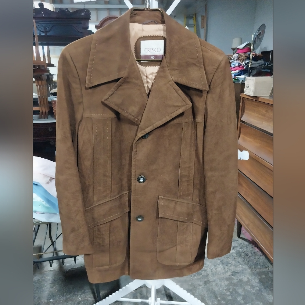1970s Cresco Men's Brown Suede Jacket